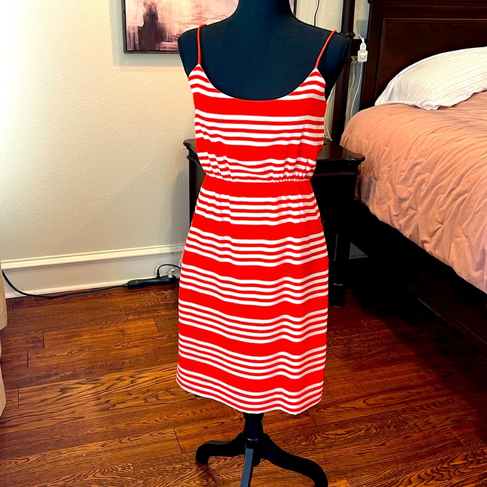 JCrew orange/white dress. Size 0